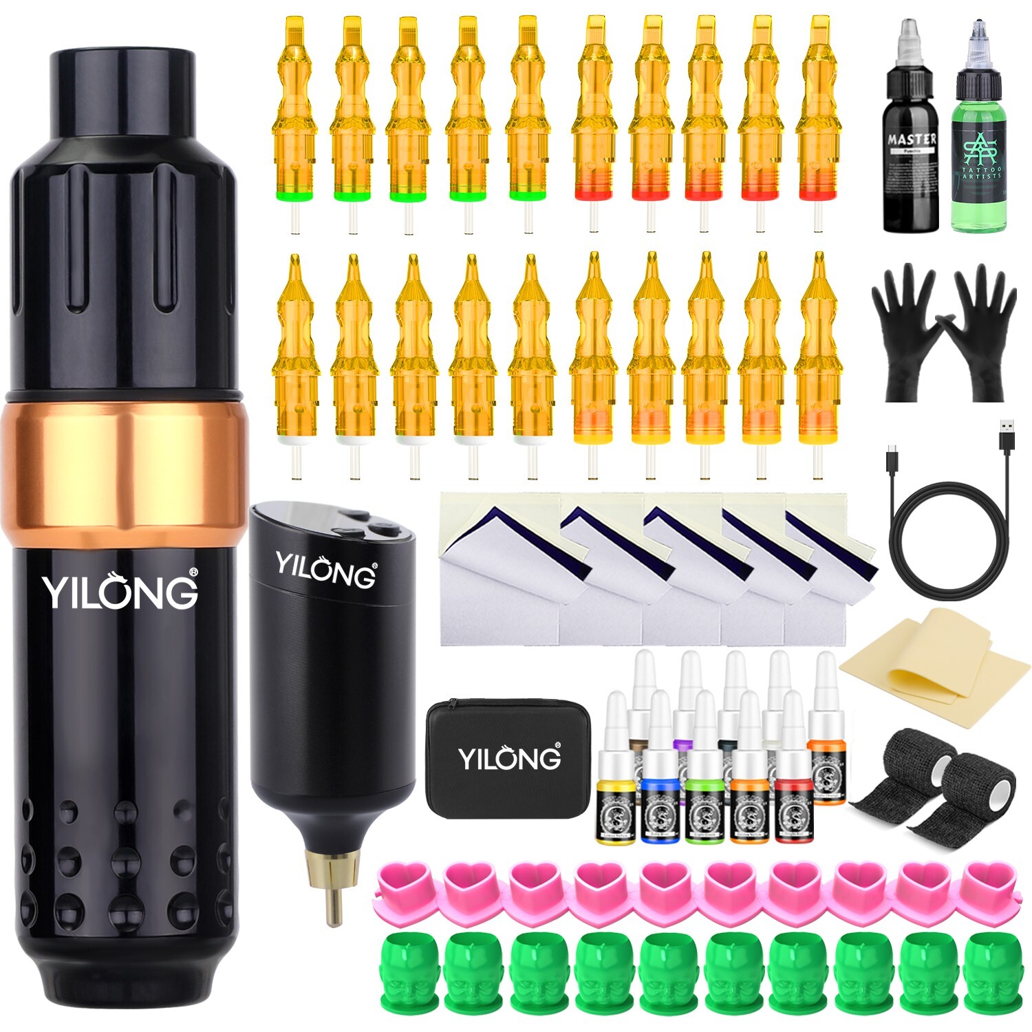 Wireless Tattoo Pen Machine Complet Kit with 1200mAh Power Supply 20Pcs Needles