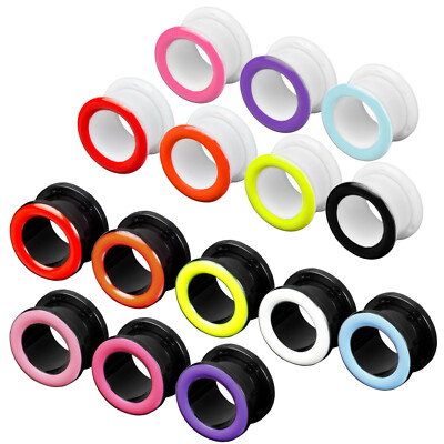 3-14mm Flesh Tunnel Plug Acryl bunt beschichtet Ohr Piercing schwarz Z428