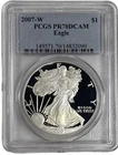 2007 W Proof American Silver Eagle $1 Coin Dollar 1 oz Coin PCGS PR 70 DCAM