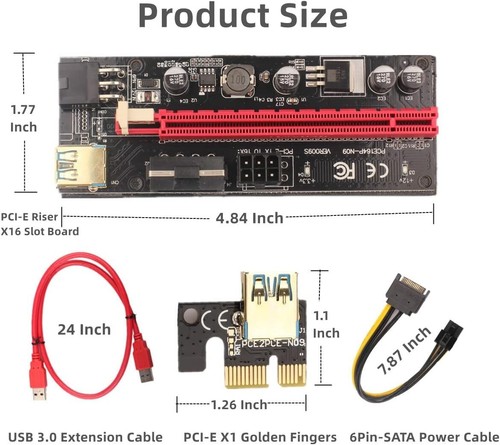 Płyta główna górnicza VER009S GPU platforma górnicza PCIE Riser 1X -16X rozszerzenie portu sata - Zdjęcie 3 z 4