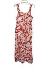 Who What Wear Linen M Midi Dress Floral Topical Lace Up Tiered Pockets Summer