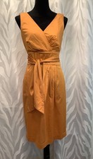 Talbots Surplice Pleated Front Tie Belt Sleeveless Stretch Pencil Dress 6
