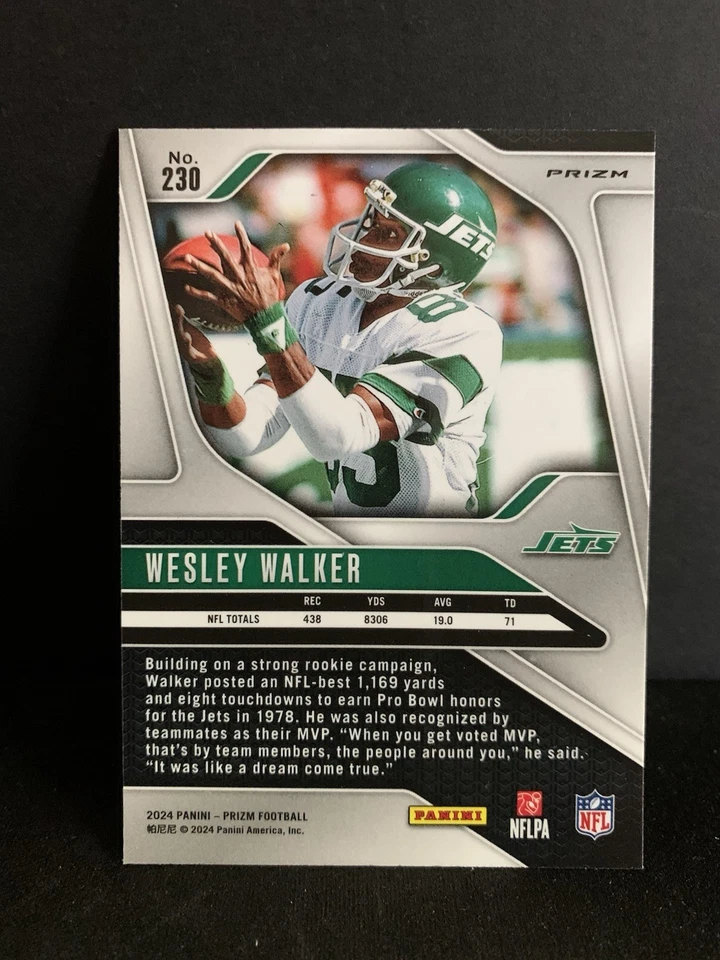 2024 PANINI PRIZM FOOTBALL WESLEY WALKER JETS GREEN WAVE #230 - Image 2 of 2