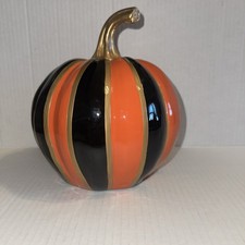 MacKenzie Childs Pumpkin Stripe- 7.5  Tall And 7.5  Wide