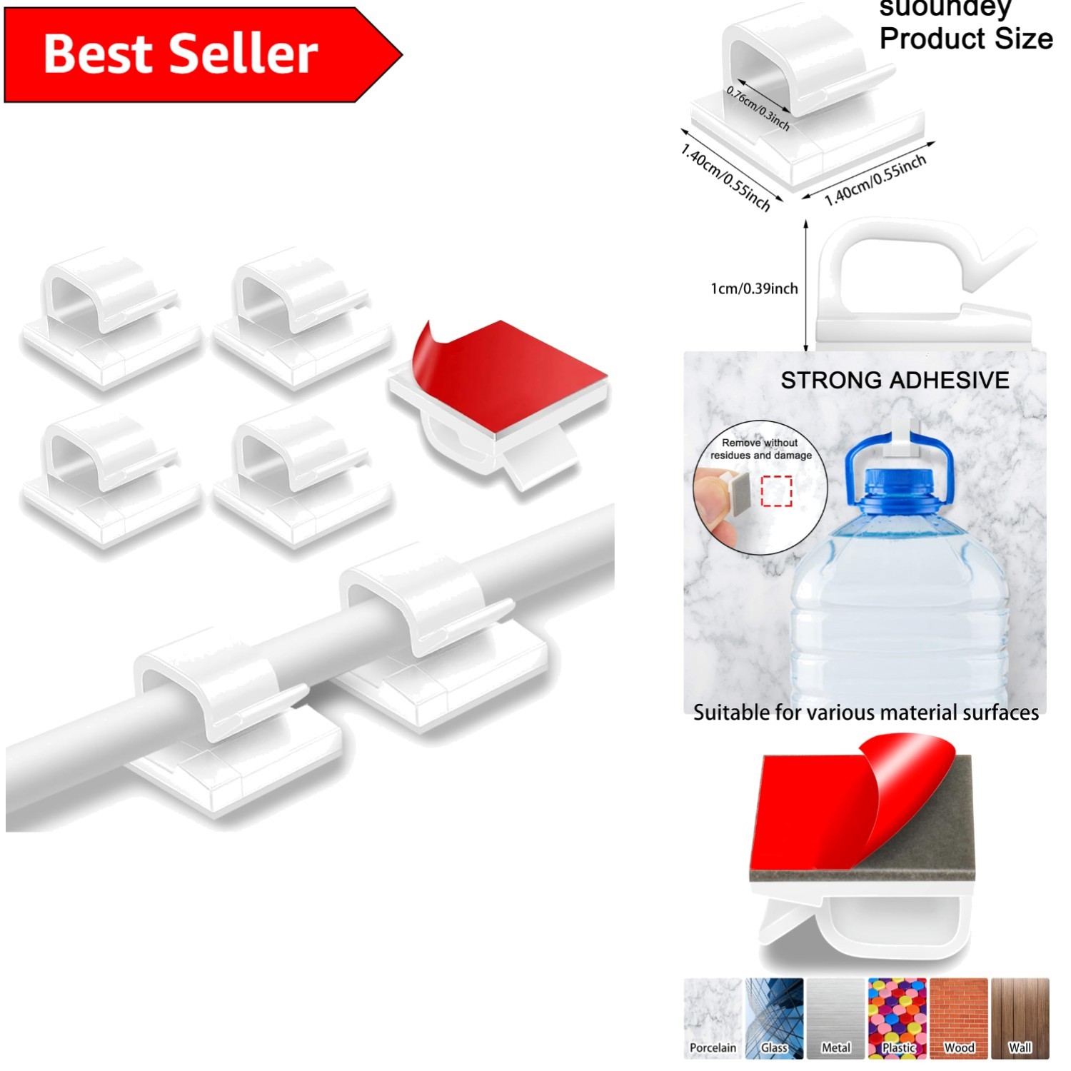 200 Self-Adhesive Cable Clips - Effortless Cord Organization for All Cables