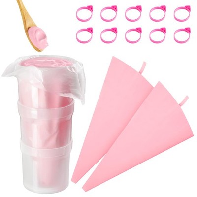 Piping Bag Holder Stand Filling Clear Cream Icing 2 Pack 14 Inch 10 PCS Ties