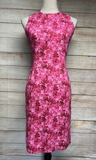 Michael Kors Collection Floral Sheath Dress Sz 2 Knee Length Pink Rose Body-Con