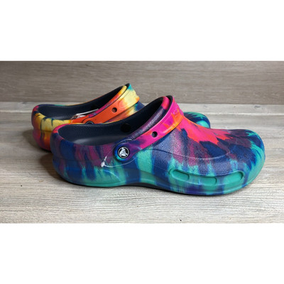 Crocs Bistro Graphic Clog Tie Dye Navy Slip Resistant Work Shoes Size Men's 12