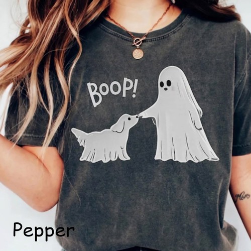 Boo-p Ghost Dog Shirt, Funny Halloween Dog Mom Shirt, Cute Dog Boo Tee
