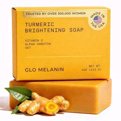 Glo Melanin Organic Turmeric Soap for Dark Spots, Soap for Face, All Natural Fac