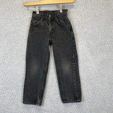 Vintage Levi's Kids Black Denim Jeans 550 Orange Tab Relaxed Fit Size 6 USA Made