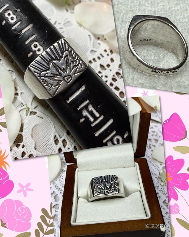 Saint Laurent Paris Ag925 Sterling Silver Punching Fist Motif Signet Ring, 10