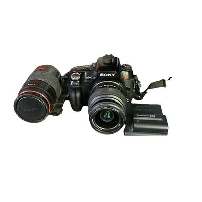 Sony Alpha a500 DSLR Camera 12.3MP w 18-55mm Lens + 75-300 Lens Charger 4 Gb Duo