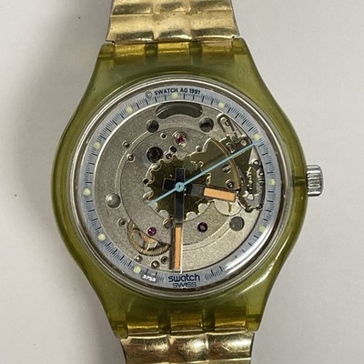 Swatch Watch 1991 Skeleton Automatic 23 Jewels Mens Vintage