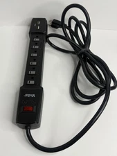 Vivitar 6 Outlet Power Strip, Heavy-Duty Cord w/ Grounded Plug BLACK