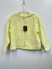 NEW Trademark Quilted Windsor Bomber Jacket Lemonade Yellow Linen Blend Size M