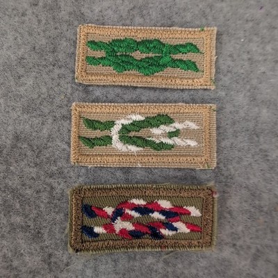 Vintage Boy Scout Merit Badge Patches Set of 3 Knots Green White Red Blue