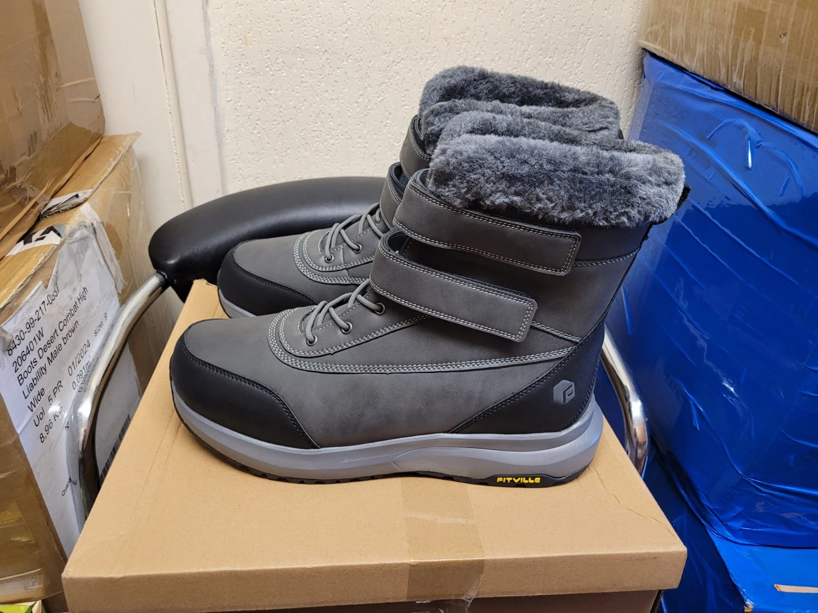 Fitville Men's Snow Boots Waterproof Fur Lined In Steel Grey
Opens in a new window or tab