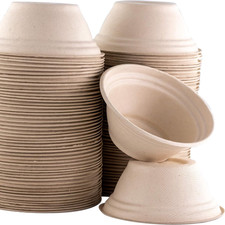Vet-Grade Biodegradable Disposable Tan Kraft Pet Bowls Bulk 100 Pk 8 Oz/1 Cup. N