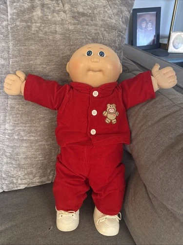 Vintage 1985 Bald Boy Cabbage Patch Kid In Original Outfit