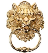 Battente Porta Testa di Leone in Lega di Zinco Dorata – Maniglia Decorativa Vint