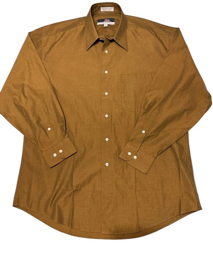 brown dress shirt near me Men's Dark Brown Long Sleeve Dress Shirt 18 36/37 / Dark Brown