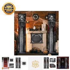 Durable Halloween Skull Pillar Banners Retro Welcome Sign for Outdoor Parties