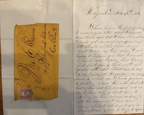 Civil War Letter 1862 14th Cavalry, Election News, Politics, McClellan