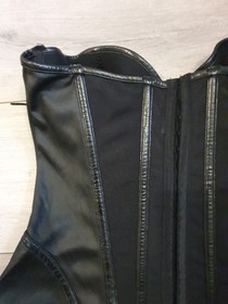 BNWOT Vintage Ann Summers Indulge Black Faux Leather & PVC Corset Top Sz Medium