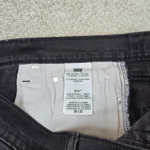 LEVIS 514 Black Denim Jeans Slim Straight Stretch Men Size W36XL32 (38x31) - Picture 3 of 8