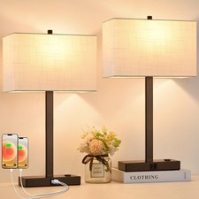 Touch Bedside Lamps 21 3 Way Dimmable USB AC Outlets Set Led Table Bedroom