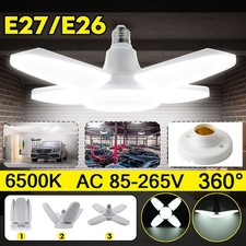 2Pack E27 LED Garage Light Bulb Deformable Ceiling Fixture Lights Workshop Lamps