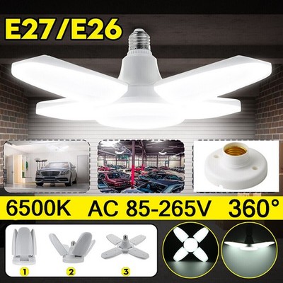 2Pack E27 LED Garage Light Bulb Deformable Ceiling Fixture Lights Workshop Lamps