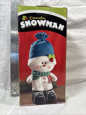 Snowman Decorative 10.5'' Blue Hat Scarf Costco Holiday Decoration USED w/ Box