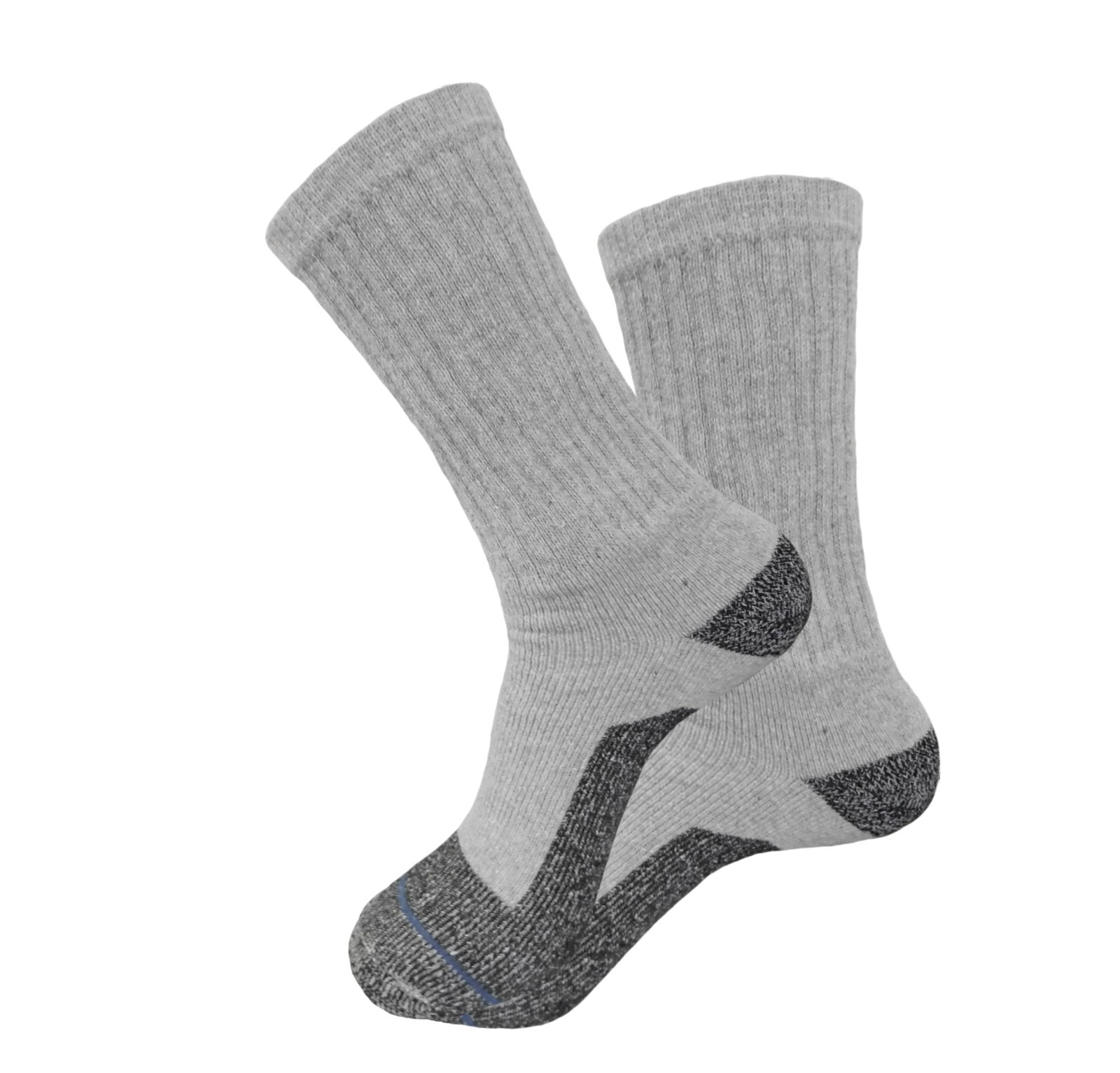 8 Pairs Men's Work Socks GRAY Boot Socks Cushioned 10-13 Reinforced Heel & Toe