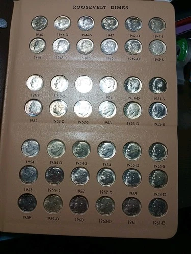 1946-2025 ROOSEVELT DIME COLLECTION.BU & PROOF COLLECTION. 76 SILVER (258 TOTAL)