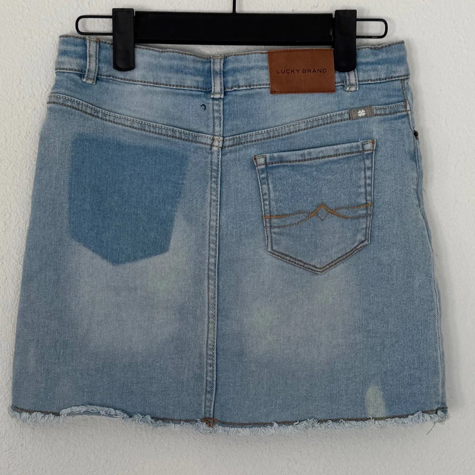 Lucky Brand Girls Denim Skirt Light Wash Adjustable Waist Raw Hem Size 12 - Image 4 of 4