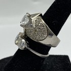 Sterling Silver 925 Clear Faceted Ring Lot 2 Sizes 5.25 5.5 BBJ Geometric 12.9g — photo 5