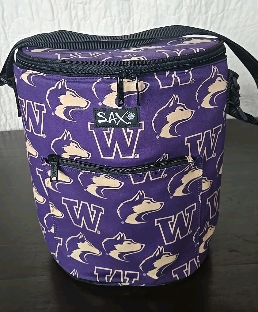 UW Huskies Insulated Cooler Beverage Bag. 1-3 Adjustable Compartment. 13×12×6"
