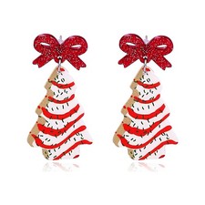 Christmas Earrings for Women,Christmas Tree Cake Earrings Acrylic Xmas Bow Drop