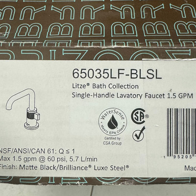 Brizo 65035LF-BLSL Litze 1.5 GPM Single Hole Bathroom Faucet, Matte Black / Luxe
