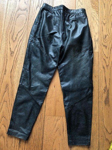 VINTAGE PLEATED 80/90'S GENUINE LEATHER DARK JADE GREEN WOMEN’S TROUSER UK 8 - Picture 14 of 16