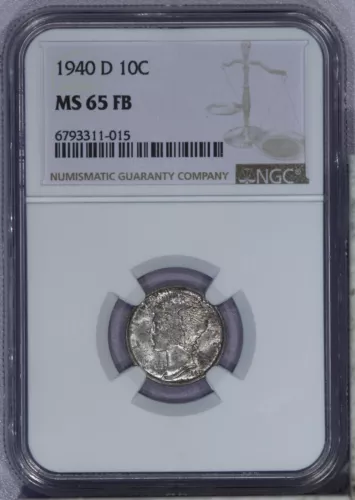 1940-D Mercury Dime 10c NGC MS65 FB