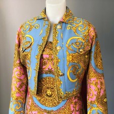 GIANNI VERSACE denim jacket & mini dress Golden Vanitas print 42 from S/S 1992