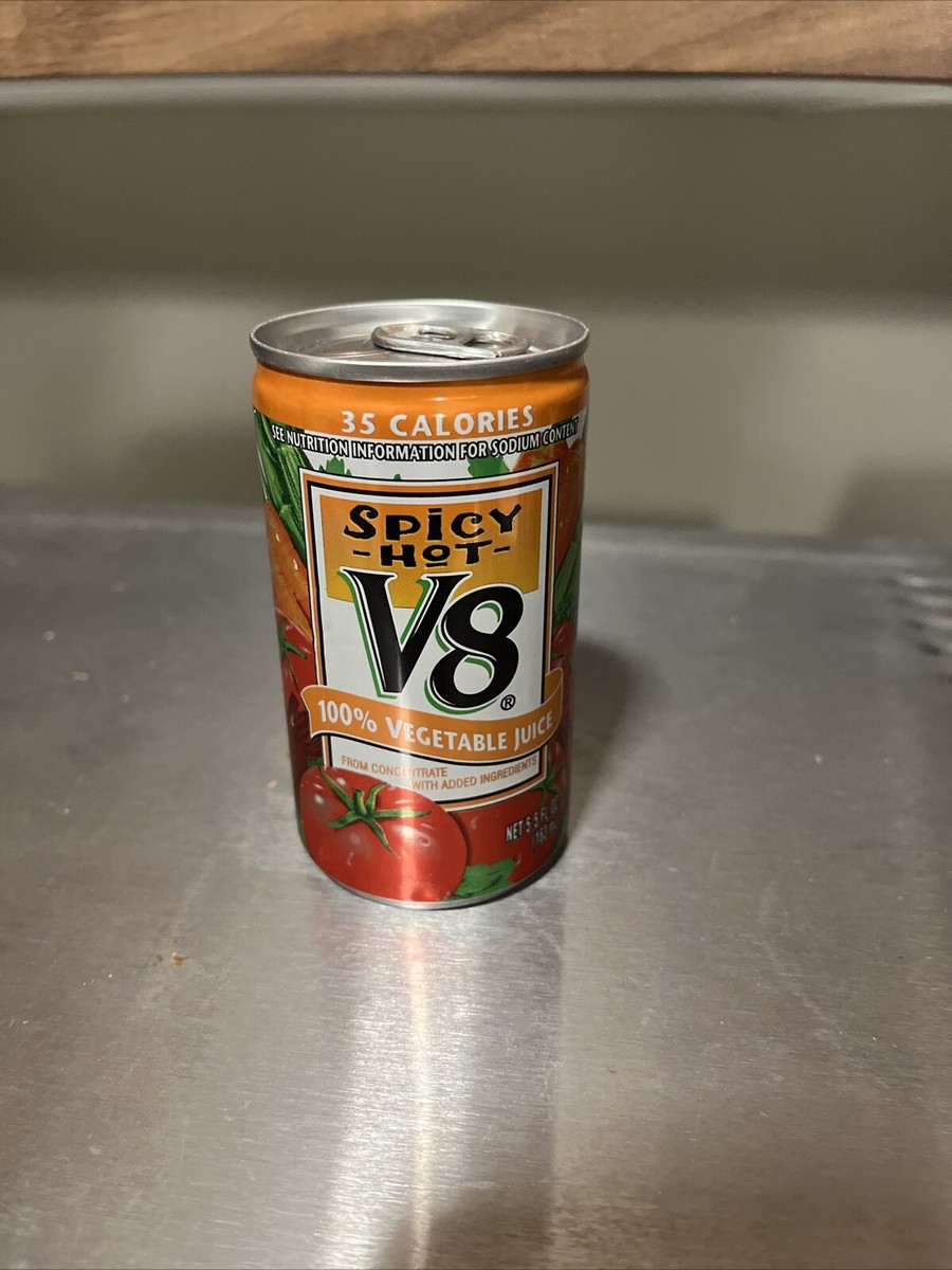 RARE VINTAGE 2006 V8 Spicy Hot Vegetable Juice Soda Can 5.5 OZ Y2K