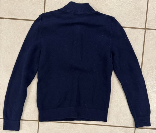 Vineyard Vines Boys Navy BLUE Lightweight 1/4 Zip WHALE Sweater Size 7 - Picture 2 of 7