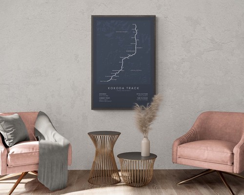 Kokoda Track Print | Kokoda Hiking Trail Map | Papa New Guinea Trekking Path Map - Picture 7 of 8