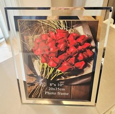 Picture Frame 8x10 Mirrored Edge Glass Frame - Wall or Table Mount