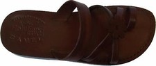 Holy Land Market Unisex Leather Biblical Flip Flops Jesus - Yashua Galilee