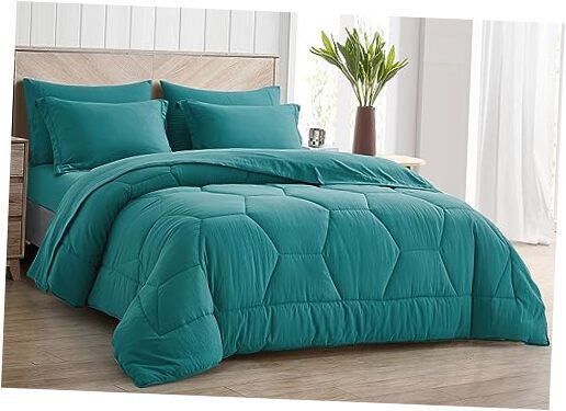 Piper Bed in a Bag 7-Pieces Honeycomb Oversized Queen Teal, Honeycomb Hexagon